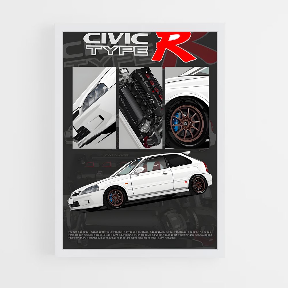 Poster L'Évolution du Civic EK9 – affiche Honda (vue 3)